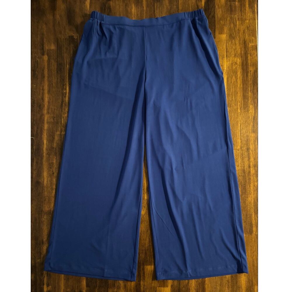 Bob Mackie Women's Large Petite Pants 32 x 27 Pull On Wide Leg Slinky Stretch